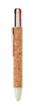 Logo trade promotional products image of: Cork 4-colour ink ball pen