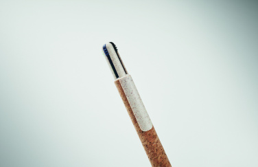 Logo trade advertising products image of: Cork 4-colour ink ball pen