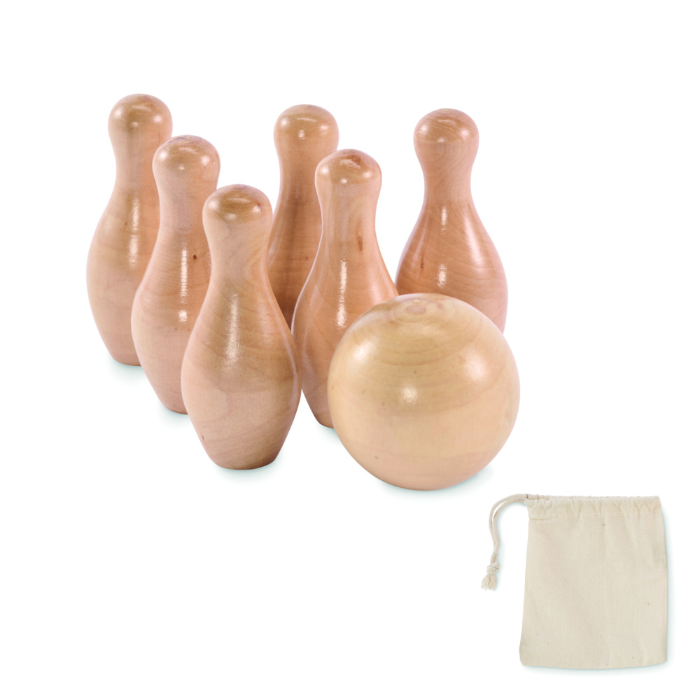 Logo trade advertising product photo of: Mini pine wood bowling set