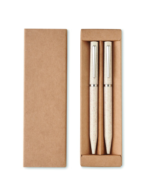 Logo trade advertising products picture of: Wheat straw/ABS twist pen set