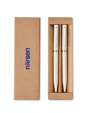 Logo trade promotional merchandise picture of: Wheat straw/ABS twist pen set