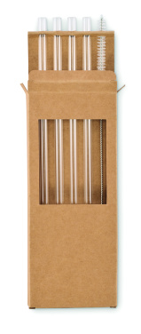 Logo trade corporate gifts image of: 4 reusable glass straws