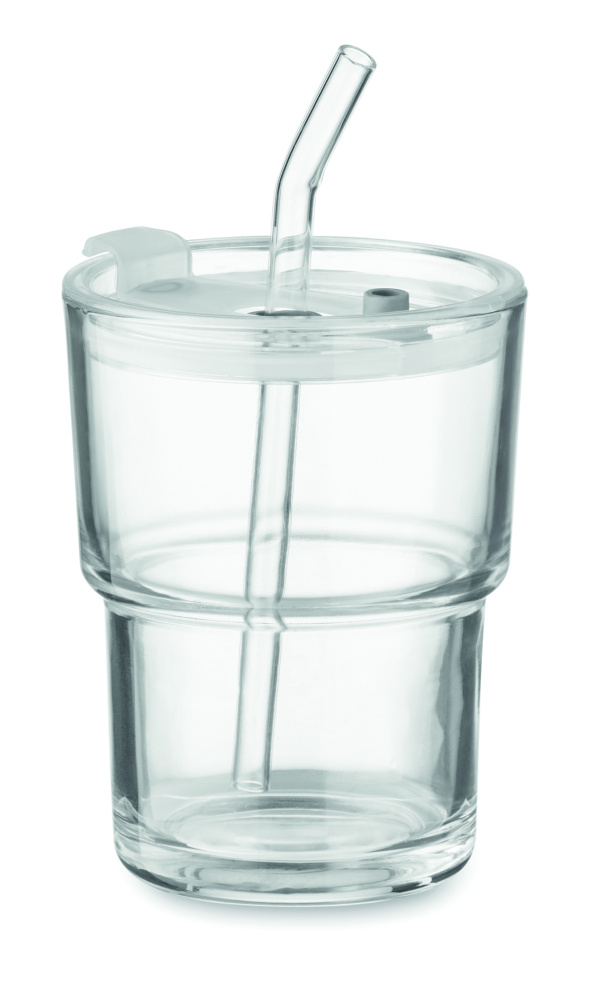 Logotrade promotional product picture of: Glass tumbler with straw 400ml