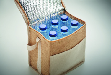 Logo trade promotional merchandise photo of: Jute and canvas cooler bag 3L