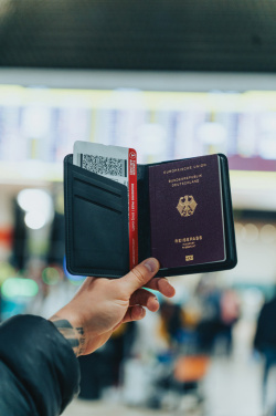 Logo trade corporate gifts image of: Trackmate RCS rpolyester passport holder worldwide locating