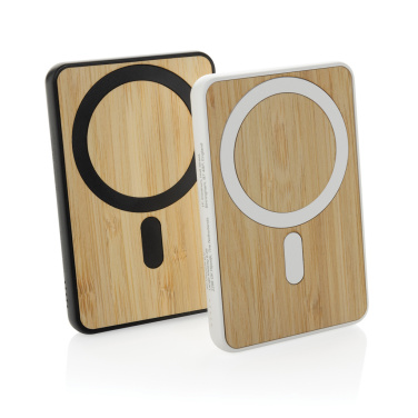 Logo trade promotional merchandise picture of: Zen RCS rplastic 5000 mah 5W magnetic bamboo powerbank