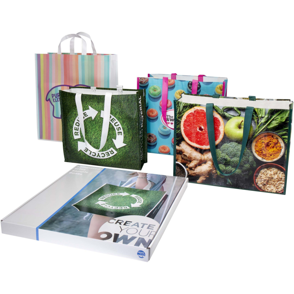 Logo trade promotional giveaways image of: Laminated totes sample box