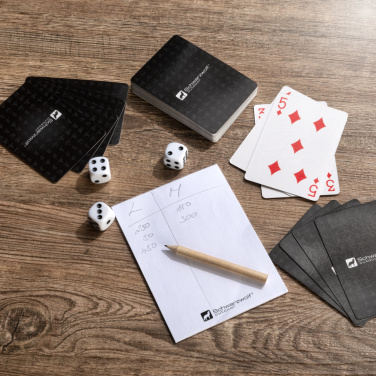 Logo trade promotional products picture of: Set of playing cards and dice MURRAY Schwarzwolf