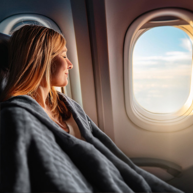 Logo trade promotional gifts image of: Blanket and pillow 2 in 1 AMIATA Schwarzwolf