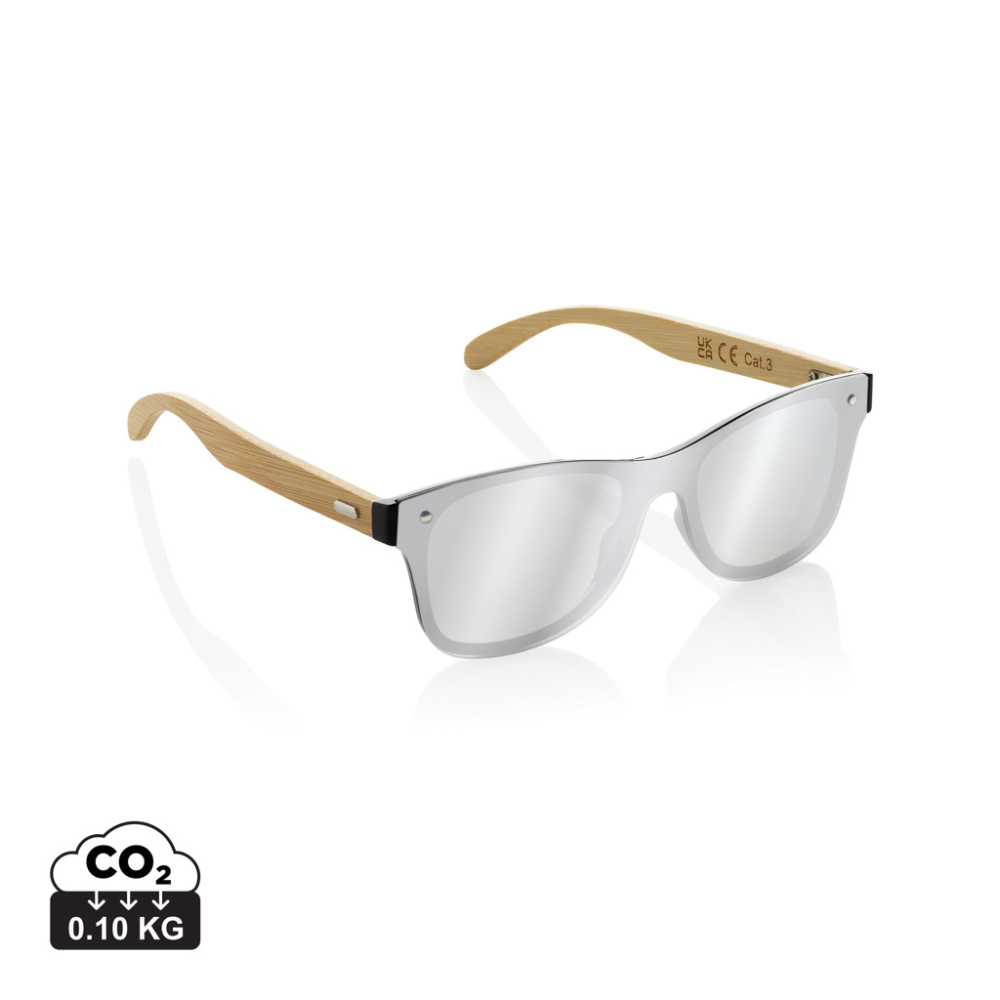 Logo trade promotional item photo of: Prism RCS recycled plastic sunglasses with bamboo frame
