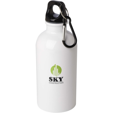 Logo trade promotional gift photo of: Oregon 400 ml RCS certified single wall stainless steel water bottle with carabiner