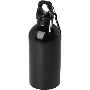 Logotrade corporate gift image of: Oregon 400 ml RCS certified single wall stainless steel water bottle with carabiner