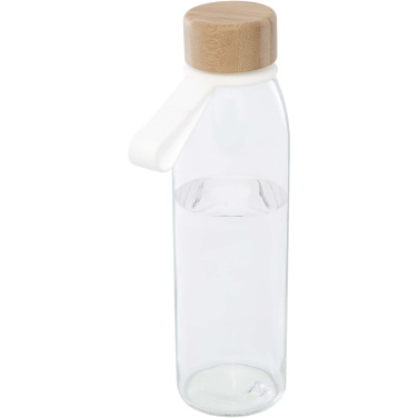 Logotrade advertising product picture of: Porto 500 ml glass water bottle with silicone handle and bamboo lid