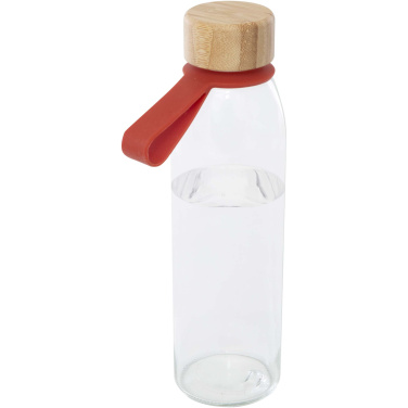 Logo trade promotional giveaways picture of: Porto 500 ml glass water bottle with silicone handle and bamboo lid