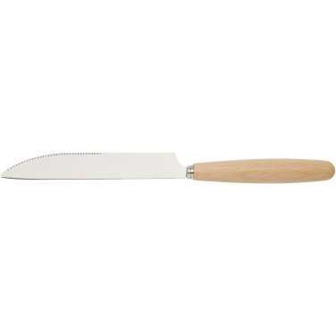 Logotrade promotional product picture of: Root 5-piece stainless steel and beech wood cutlery set