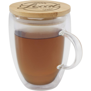 Logo trade promotional product photo of: Leona 350 ml glass cup with bamboo lid