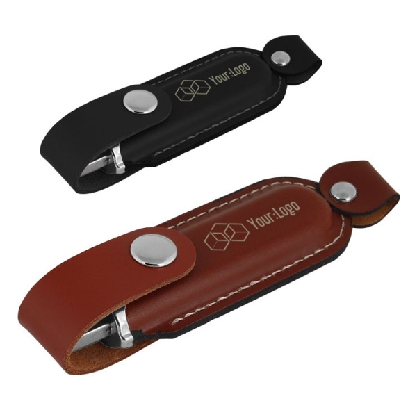 Logo trade advertising products image of: Leather USB stick