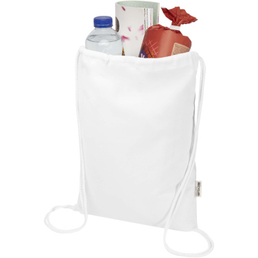 Logo trade promotional merchandise picture of: Oregon Blend 140 g/m² GRS recycled drawstring bag 5L