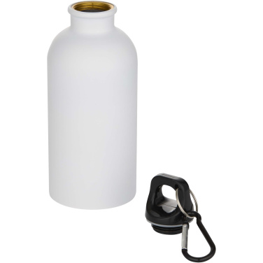 Logotrade advertising product picture of: Oregon 400 ml matte RCS recycled single wall stainless steel water bottle with carabiner