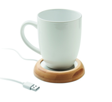 Logotrade promotional products photo of: Bamboo mug warmer with USB