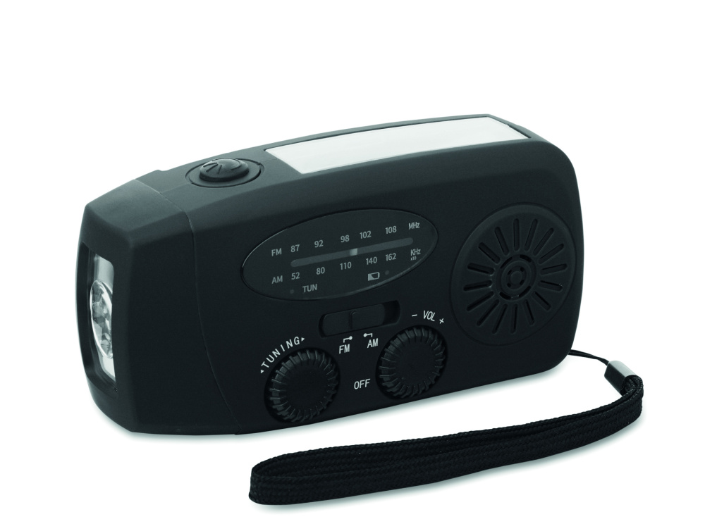 Logo trade promotional merchandise picture of: Portable radio with LED torch