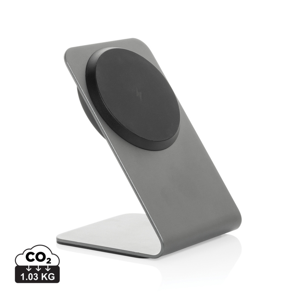 Logo trade promotional items image of: Terra aluminium 15W magnetic wireless charging phone stand