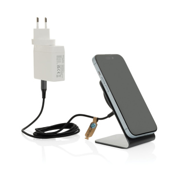 Logo trade advertising products picture of: Terra aluminium 15W magnetic wireless charging phone stand