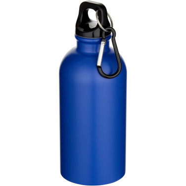Logo trade business gifts image of: Oregon 400 ml matte RCS recycled single wall stainless steel water bottle with carabiner