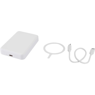 Logotrade promotional gift image of: Acrab 5000 mAh 15W magnetic wireless power bank with 20W PD - made from recycled plastic
