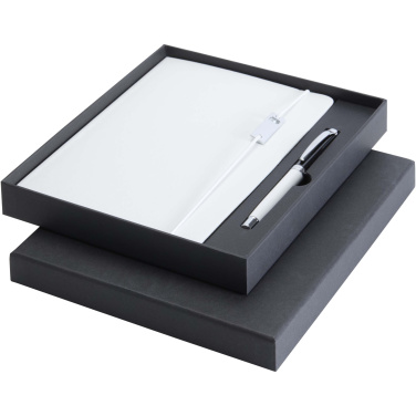 Logo trade promotional giveaways picture of: Legato Elegance A5 hard cover notebook and rollerball pen set