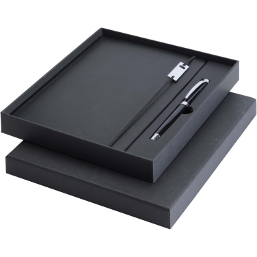 Logo trade business gifts image of: Legato Elegance A5 hard cover notebook and rollerball pen set