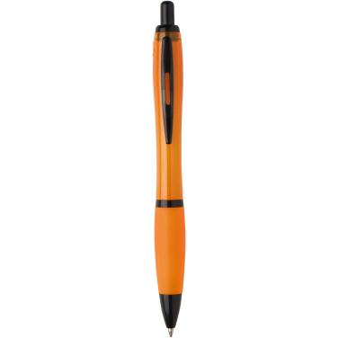 Logo trade promotional giveaway photo of: Nash recycled plastic ballpoint pen with black trims (black ink)