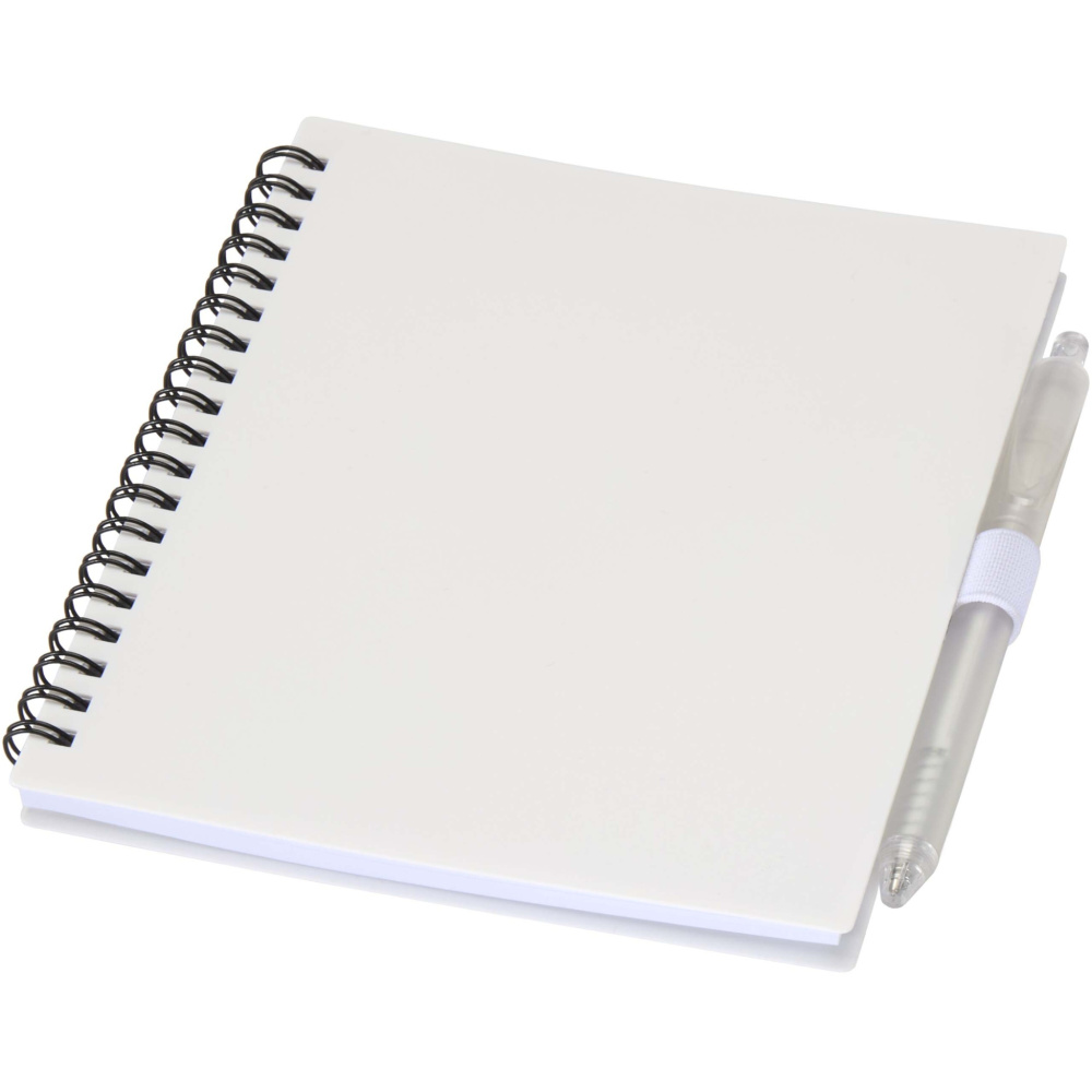 Logo trade promotional products picture of: Niove recycled plastic soft cover notebook and ballpoint pen set (blue ink)