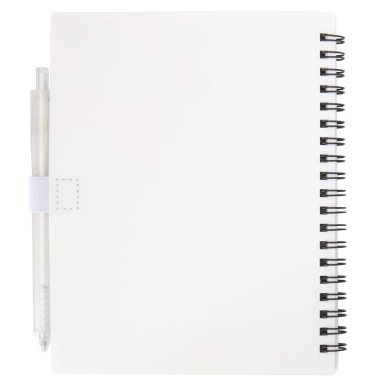 Logo trade promotional item photo of: Niove recycled plastic soft cover notebook and ballpoint pen set (blue ink)
