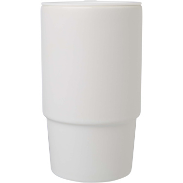 Logo trade business gifts image of: Carter 450 ml ceramic mug with plastic lid
