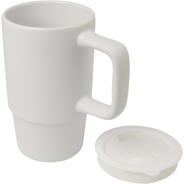 Logo trade promotional gifts image of: Carter 450 ml ceramic mug with plastic lid