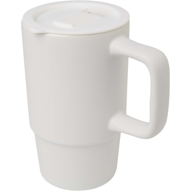 Logo trade advertising products image of: Carter 450 ml ceramic mug with plastic lid