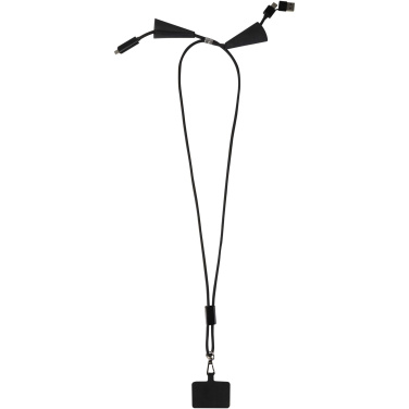 Logo trade promotional giveaways image of: Funi recycled plastic smartphone lanyard with built-in data sync and 100W fast charge 5-in-1 cable