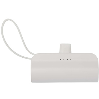 Logo trade promotional merchandise image of: Alnair 5000 mAh 10W recycled plastic Type-C power bank with built-in flip stand and 2-in-1 cable