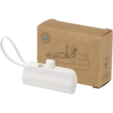 Logotrade promotional giveaway picture of: Alnair 5000 mAh 10W recycled plastic Type-C power bank with built-in flip stand and 2-in-1 cable