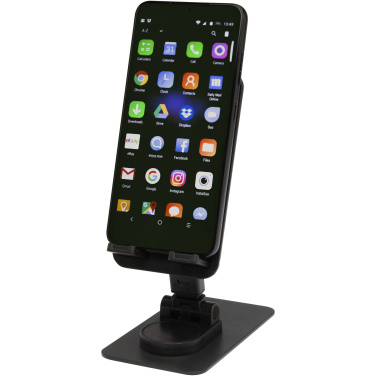 Logo trade promotional products image of: Alhena recycled plastic foldeable phone holder with metal desk stand