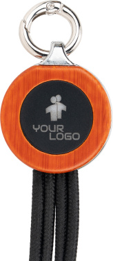 Logo trade promotional item photo of: 4-in-1 cable with elighted logo in a wooden casing