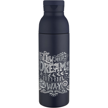 Logotrade promotional item image of: Illuminate 650 ml RCS recycled double wall stainless steel water bottle with 3-piece lid set