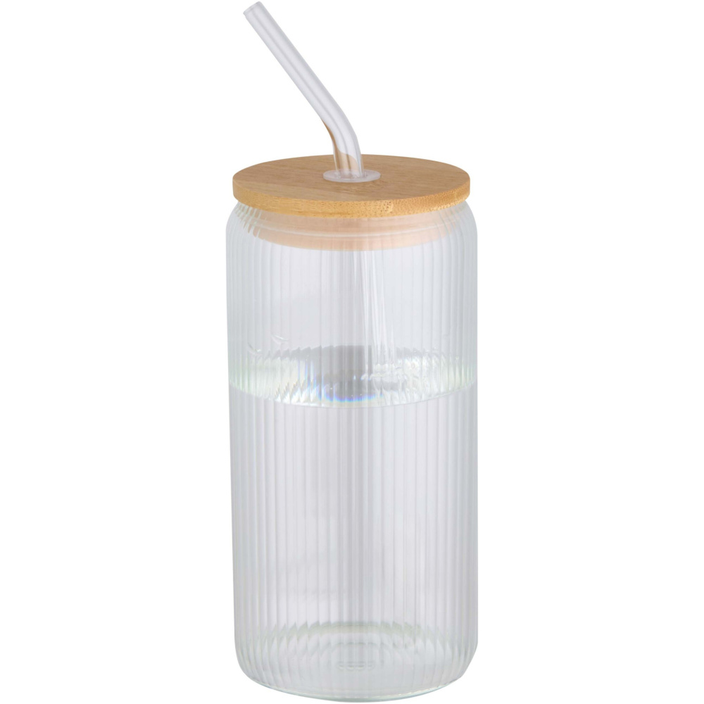 Logotrade promotional merchandise image of: Mirage 500 ml single-walled borosilicate glass jar with bamboo lid