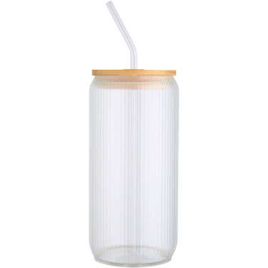 Logotrade business gift image of: Mirage 500 ml single-walled borosilicate glass jar with bamboo lid
