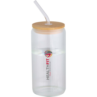 Logo trade promotional merchandise picture of: Mirage 500 ml single-walled borosilicate glass jar with bamboo lid