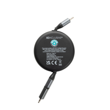 Logotrade promotional merchandise photo of: Terra RCS recycled aluminium retractable 240W 2-in-1 cable