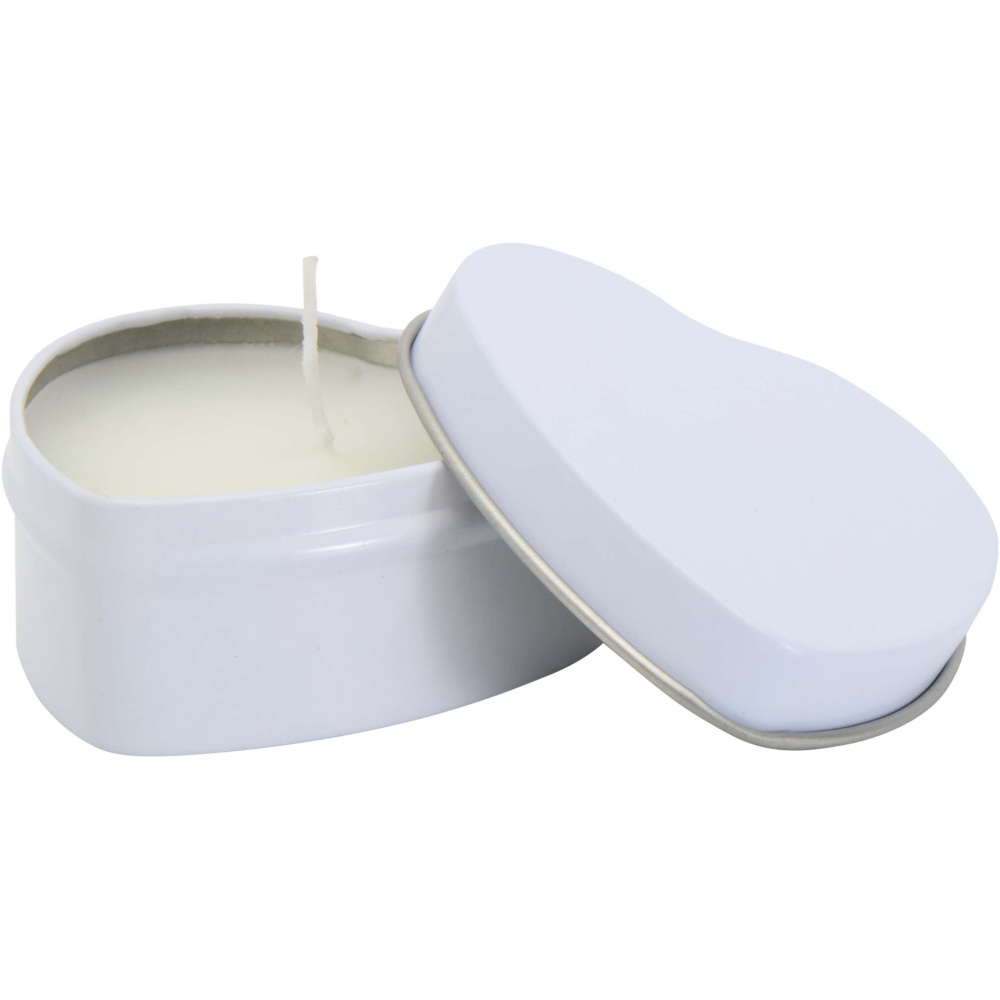 Logo trade promotional merchandise picture of: Blissful heart-shaped tin candle with vanilla aroma