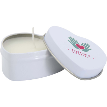 Logotrade promotional product picture of: Blissful heart-shaped tin candle with vanilla aroma