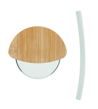 Logo trade promotional product photo of: Round bamboo pizza cutter